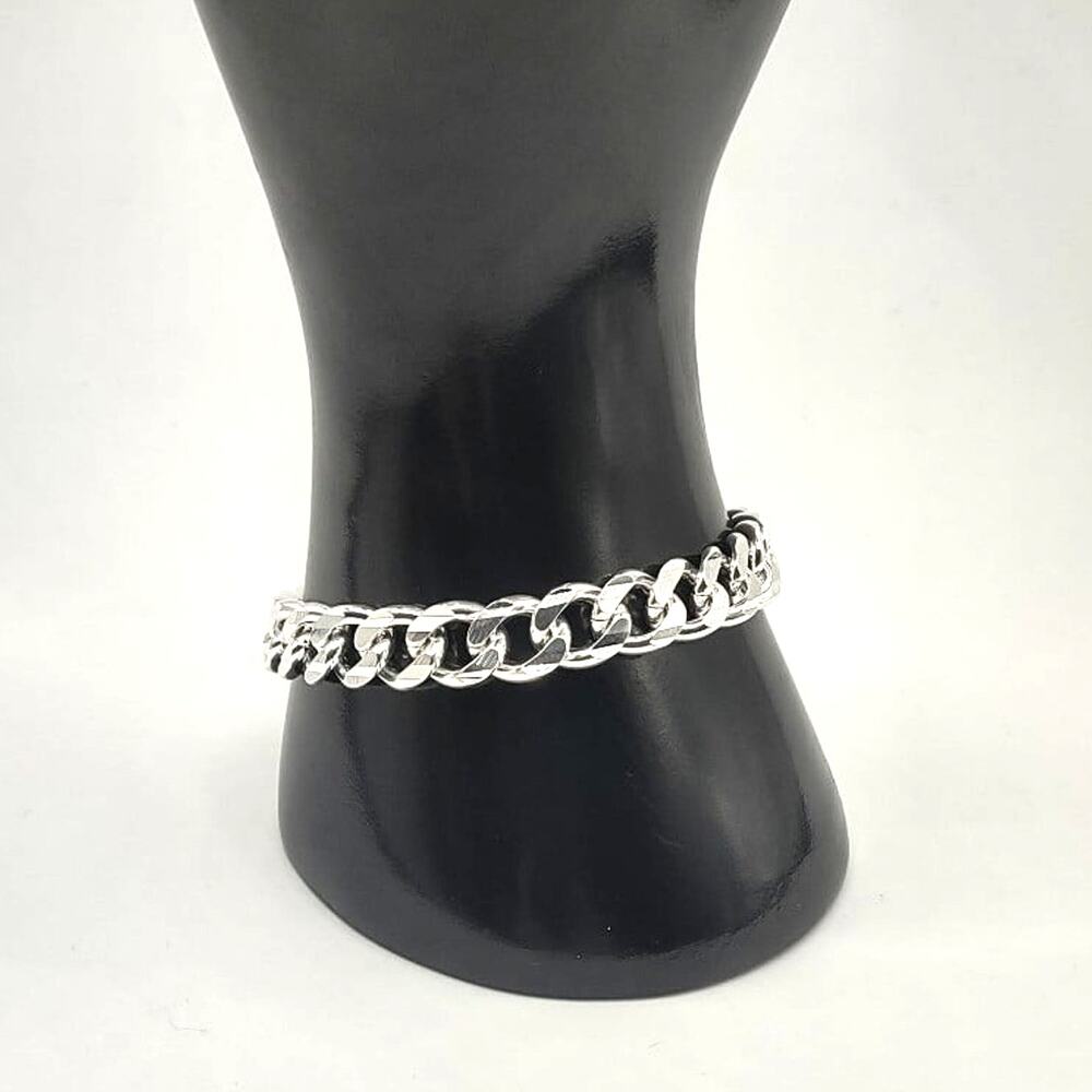 925 Silver Bracelet Miami Cuban Style Thick 10mm. Valentines Birthday Gift NEW!
